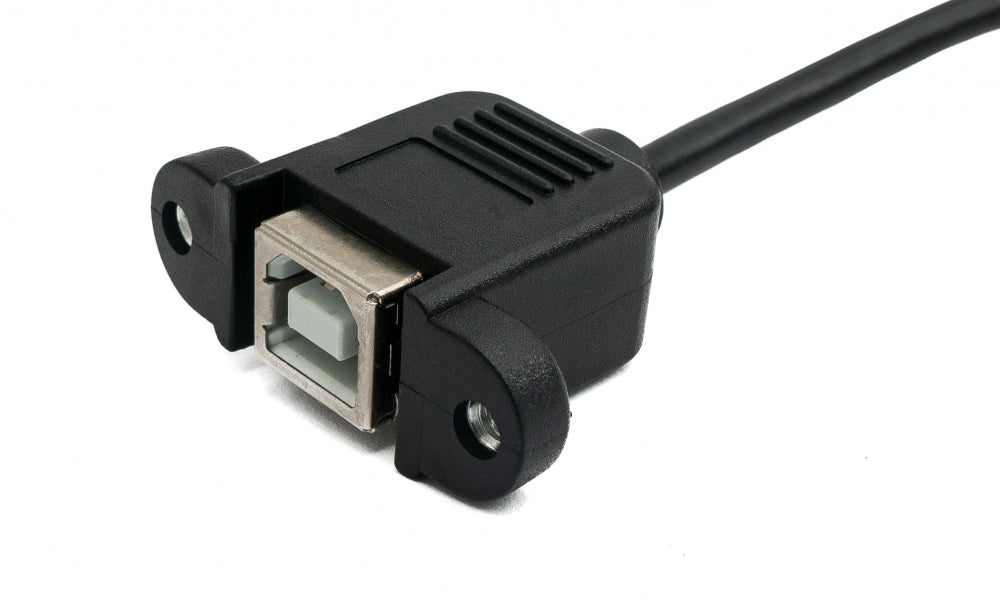 SYSTEM-S USB 2.0 Kabel 50 cm Typ B Stecker zu Buchse Schraube in Schwarz