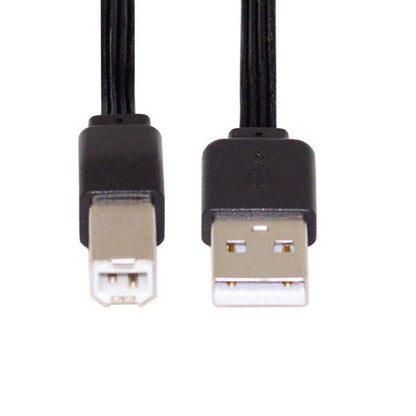 SYSTEM-S USB 2.0 Kabel 13 cm Typ B Stecker zu Typ A Stecker kurz flach in Schwarz