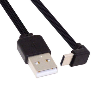 SYSTEM-S USB 3.1 Kabel 13 cm Typ C Stecker zu 2.0 Typ A Stecker Winkel flach Schwarz