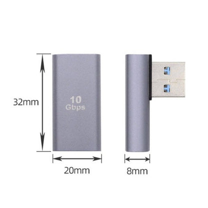 SYSTEM-S USB 3.0 Gen 2 Adapter Type A Female to Male Angled Cable in Gray