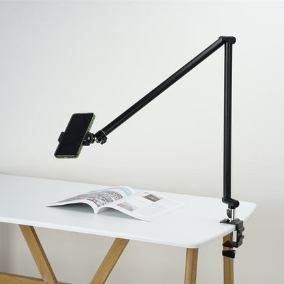 SYSTEM-S table mount 360° gooseneck stand for tablets and smartphones in black