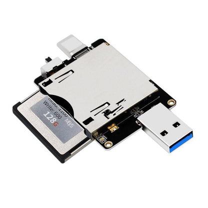 SYSTEM-S CFexpress Adapter Buchse zu USB 3.1 Stecker & 3.0 Stecker mit Schalter Kabel