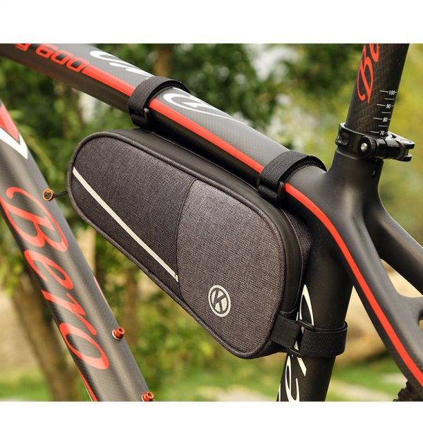 SYSTEM-S Fahrrad Tasche wasserfest Dreiecktasche Rahmentasche Triangeltasche Grau
