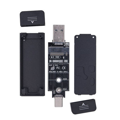 SYSTEM-S NVME M-key M.2 NGFF Adapter zu USB 3.1 Typ C & 2.0 Typ A Stecker für SATA SSD
