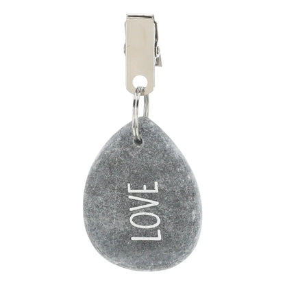4er Set Tischdeckenbeschwerer grau Stein Love Luck Happy Smile Stahlclips 250 gr