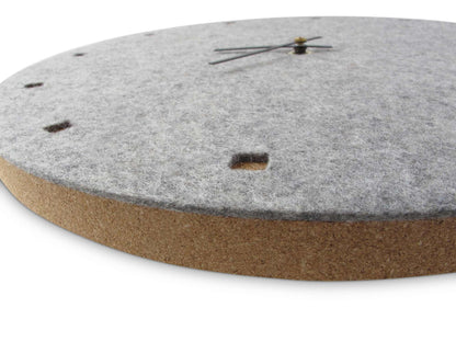 Felt and cork wall clock, 30 cm | light grey - black | Design: Esbjerg