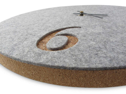Felt and cork wall clock, 30 cm | light grey - black | Design: Aarhus