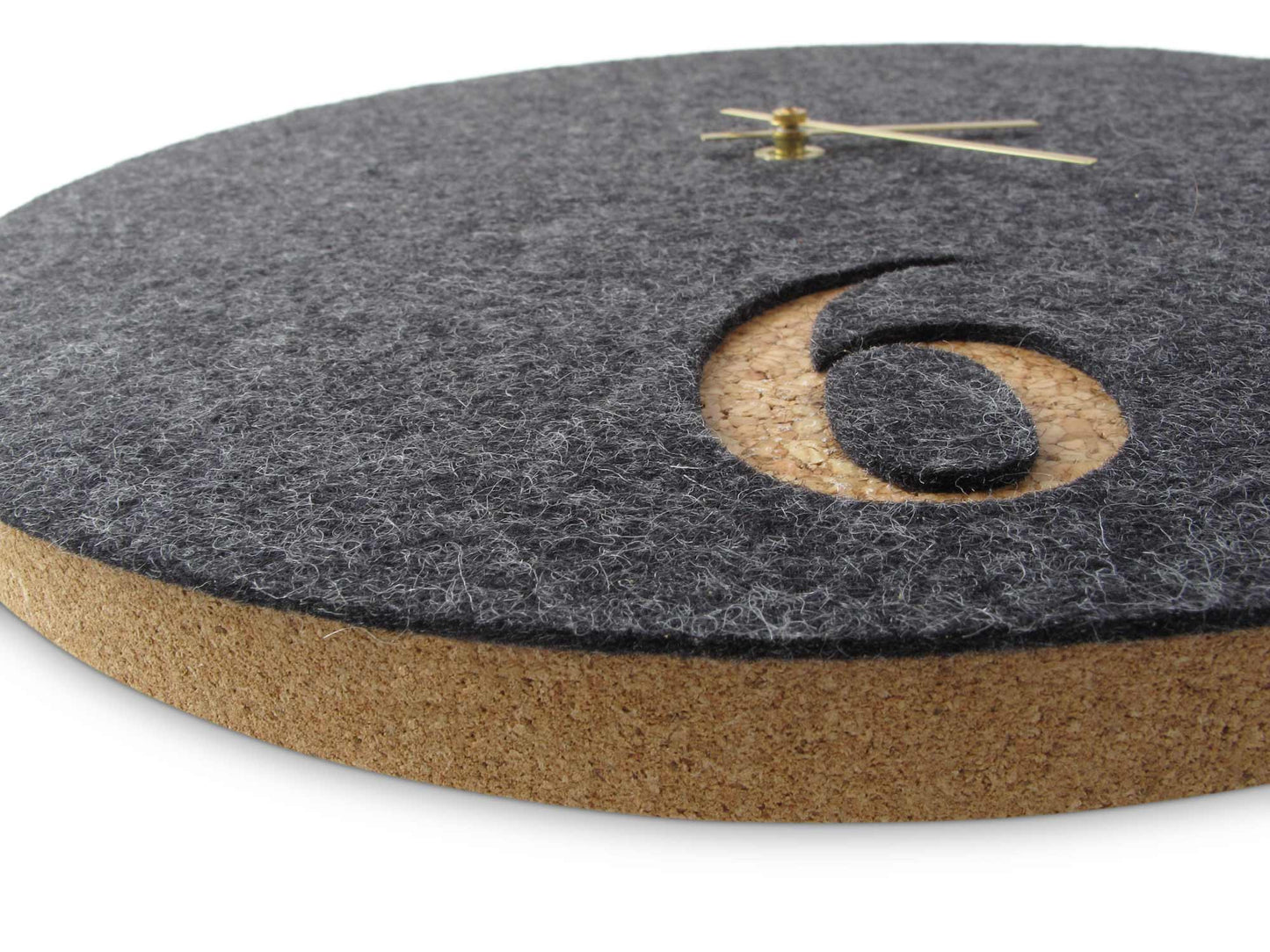 Felt and cork wall clock, 30 cm | anthracite - gold | Design: Aarhus