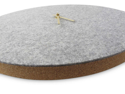 Felt and cork wall clock, 30 cm | light grey - gold | Design: Aalborg