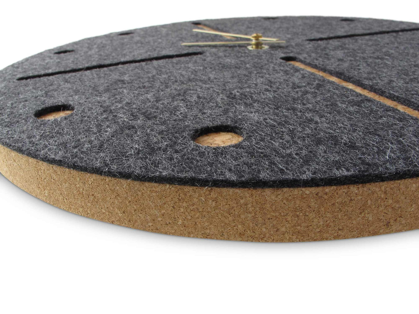 Felt and cork wall clock, 30 cm | anthracite - gold | Design: Odense