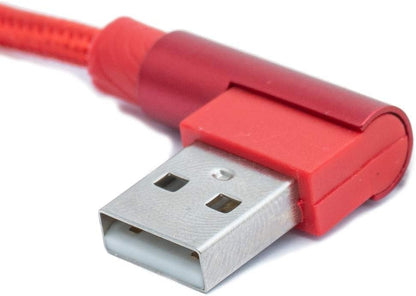 SYSTEM-S USB 3.1 Kabel 100 cm Typ C Stecker zu 2.0 A Stecker Winkel geflochten in Rot