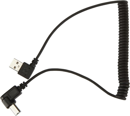 SYSTEM-S USB A Stecker 90° Grad Links Gewinkelt zu USB Typ B Stecker 90° Rechts Gewinkelt Spiralkabel Kabel 35-80 cm