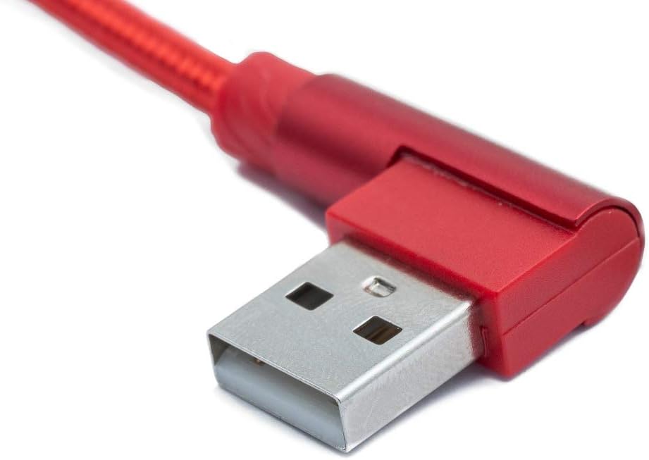SYSTEM-S USB 2.0 cable 100 cm Micro plug to 2.0 A plug angle braided in red 