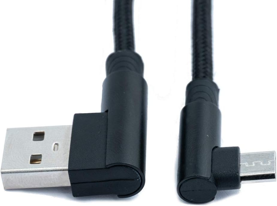 SYSTEM-S USB 2.0 cable 100 cm Micro plug to 2.0 A plug angled braided black