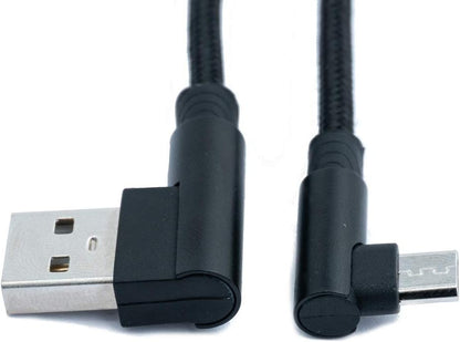 SYSTEM-S USB 2.0 cable 100 cm Micro plug to 2.0 A plug angled braided black