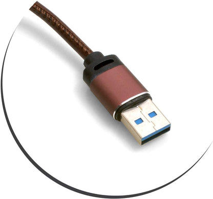 System-S Micro USB zu USB A 3.0 Kabel 100 cm Lederoptik in Braun