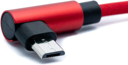 SYSTEM-S USB 2.0 cable 100 cm Micro plug to 2.0 A plug angle braided in red