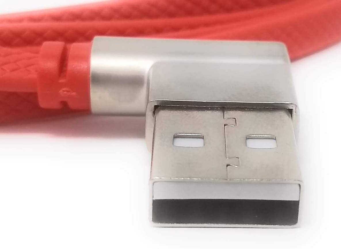 System-S USB 3.1 Typ C Kabel mit Winkel Stecker aus Metall Flachband 123 cm