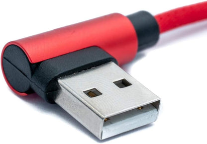 SYSTEM-S USB 3.1 cable 100 cm Type C plug to 2.0 A plug angle braided in red