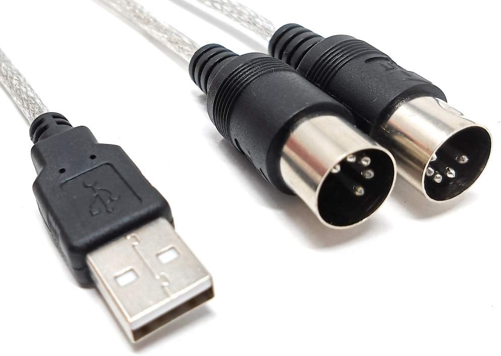 SYSTEM-S MIDI Interface SMA In und Out zu USB 2.0 Audio Kabel in Grau