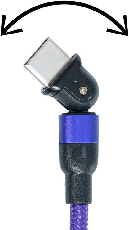 SYSTEM-S USB 3.1 Kabel 1 m Typ C Stecker zu 2.0 A Buchse 180° Winkel in Lila