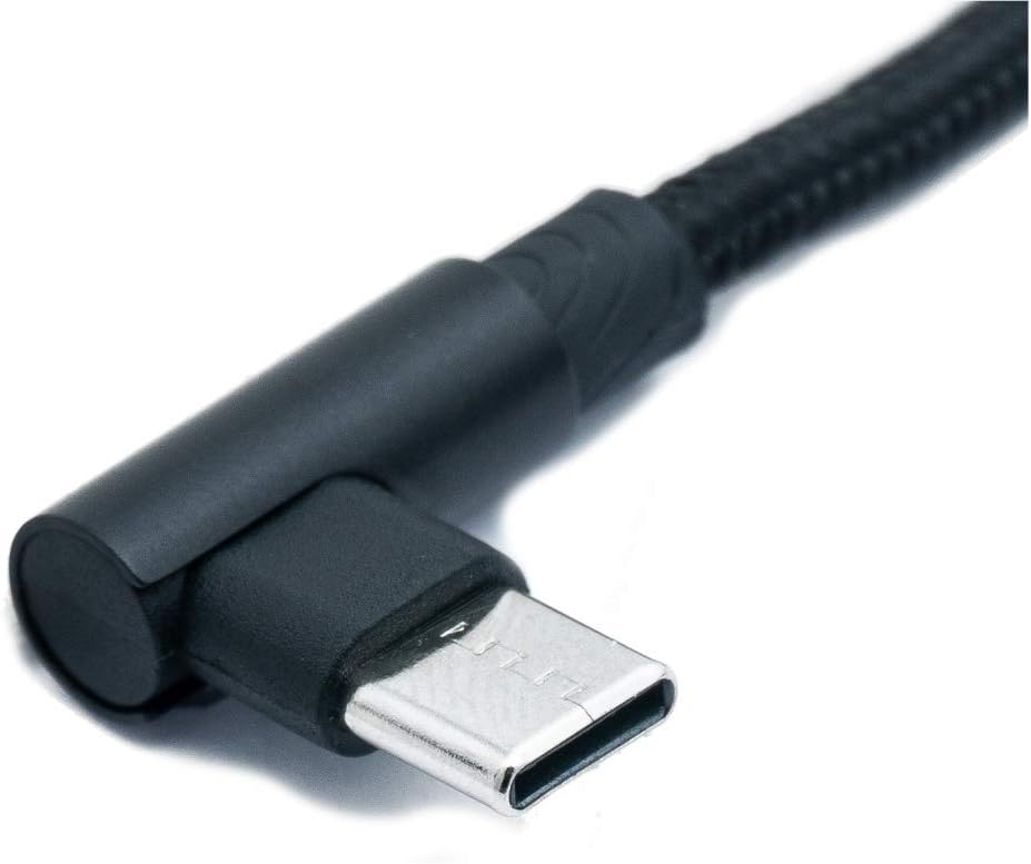 SYSTEM-S USB 3.1 Kabel 100 cm Typ C Stecker zu 2.0 A Stecker Winkel geflochten Schwarz