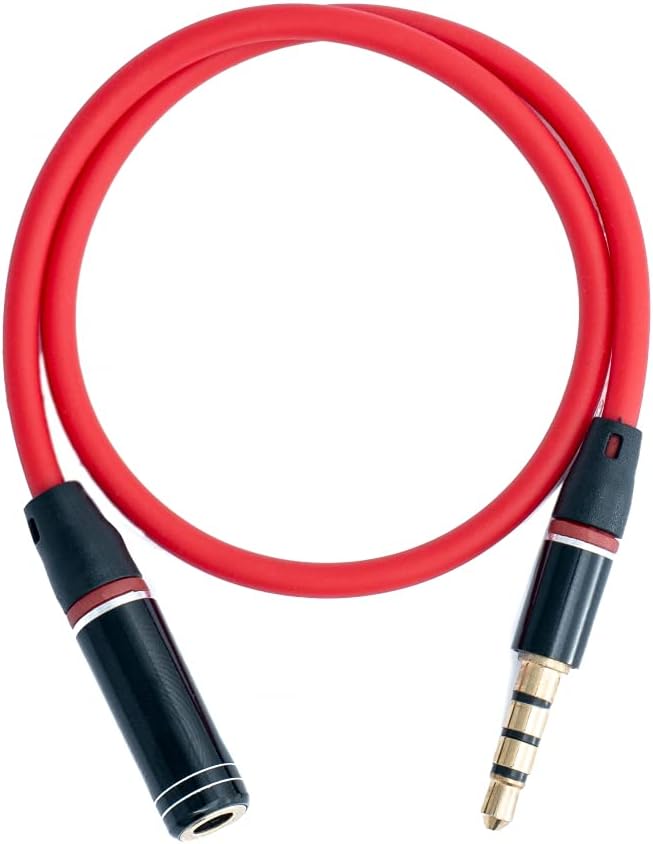 SYSTEM-S Audio Kabel 30 cm 3,5 mm Stereo Klinke Stecker zu Buchse Rot