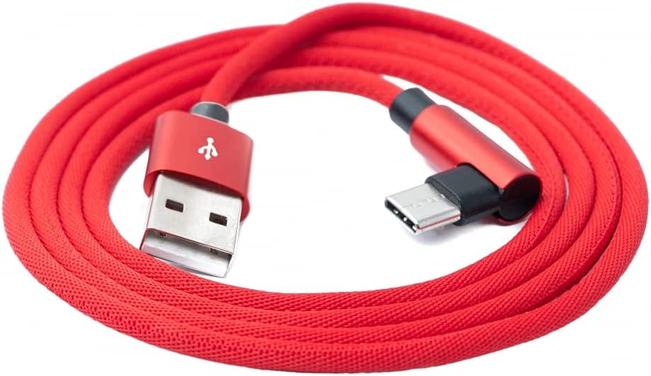 SYSTEM-S USB 3.1 Kabel 100 cm Typ C Stecker zu 2.0 A Stecker Winkel geflochten in Rot