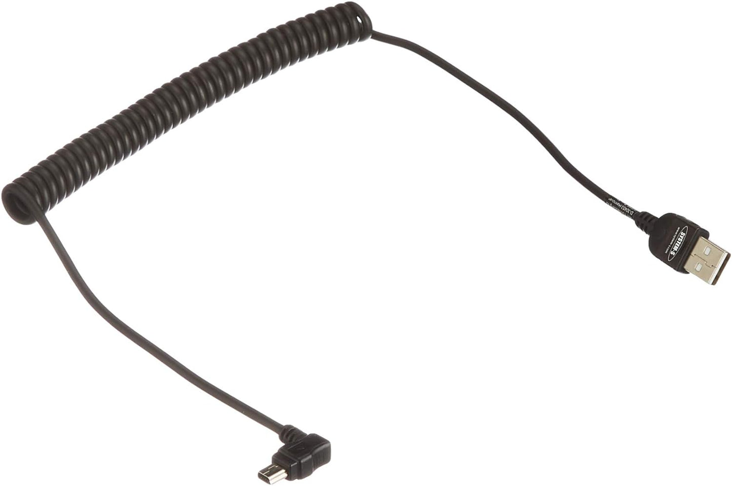 SYSTEM-S Dehnbares Mini USB Kabel Datenkabel Ladekabel Spiralkabel Winkelstecker 50 - 135 cm