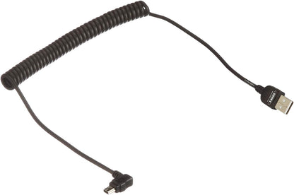 SYSTEM-S Dehnbares Mini USB Kabel Datenkabel Ladekabel Spiralkabel Winkelstecker 50 - 135 cm
