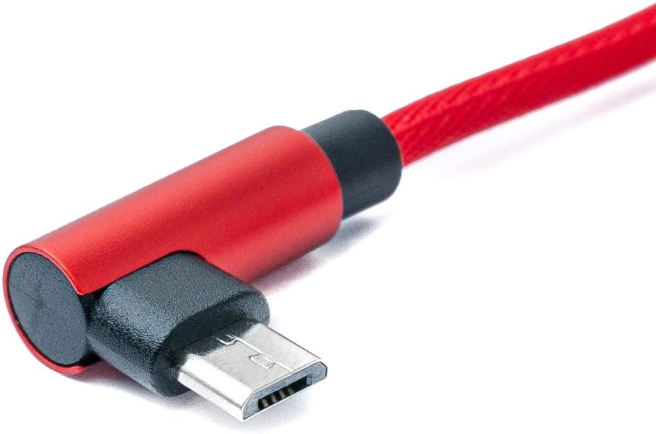 SYSTEM-S USB 2.0 Kabel 100 cm Micro Stecker zu 2.0 A Stecker Winkel geflochten in Rot