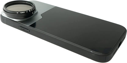 SYSTEM-S ND Vario Filter 37 mm 2 bis 4000 Neutraldichte mit Hülle für iPhone 14 Pro Max