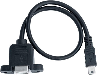 SYSTEM-S USB 2.0 Kabel 30 cm Typ B Buchse zu Mini Stecker mit Schraube in Schwarz