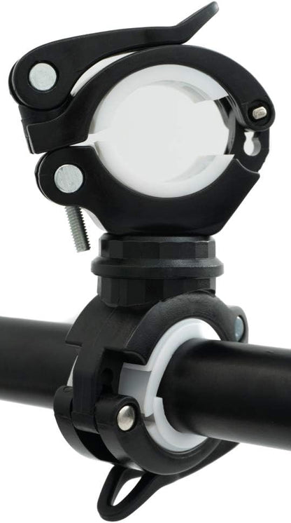 SYSTEM-S bicycle mount attachment in black and white for lamp bicycle pump 