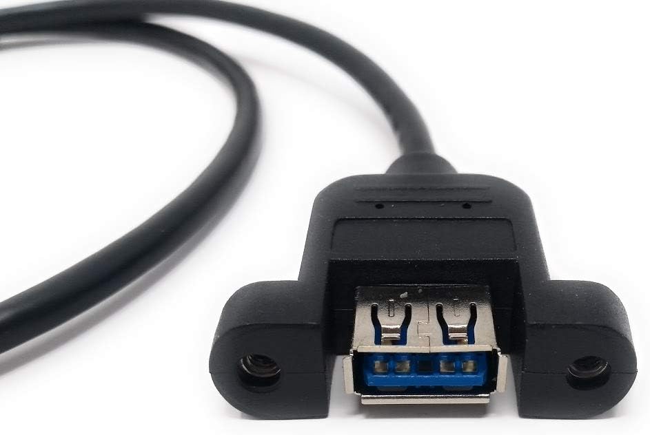 System-S USB Type A 3.0 Cable Up Angled to USB Type A 3.0 Panel Mount Cable 60cm