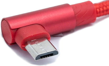 SYSTEM-S USB 2.0 cable 100 cm Micro plug to 2.0 A plug angle braided in red 