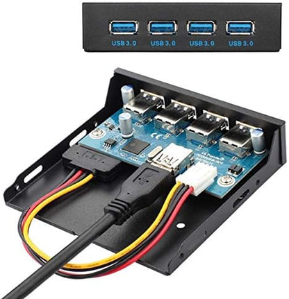 System-S USB HUB Type A 3.0 4 ports panel mount to motherboard 20-pin connection cable for 3.5" floppy disk bay