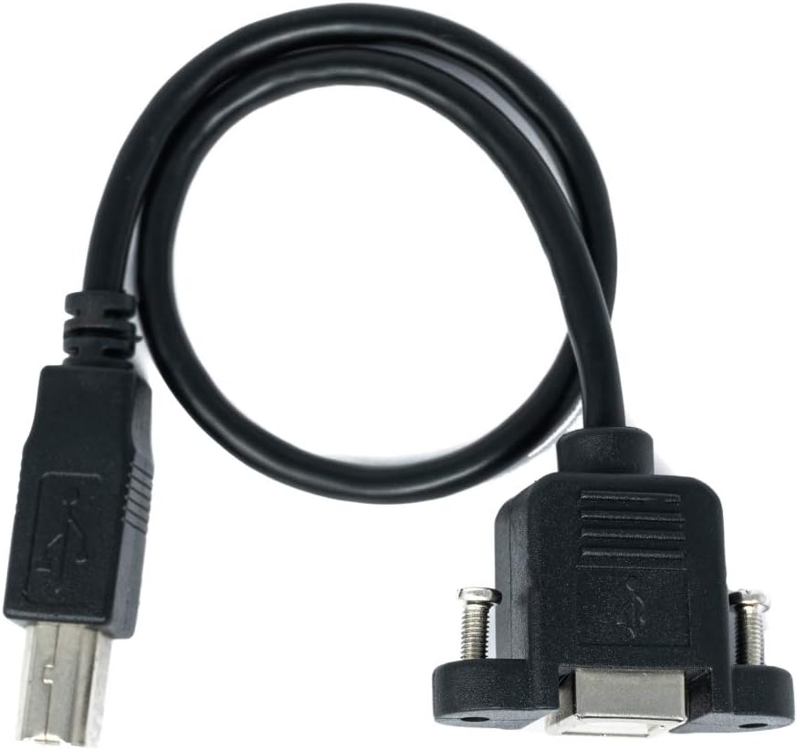 SYSTEM-S USB 2.0 Kabel 30 cm Typ B Stecker zu Buchse mit Schraube in Schwarz