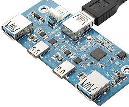 System-S USB HUB 2x Typ A 3.0 und 2x Typ C 3.1 Panel Mount zum Motherboard 20poliges Anschlusskabel für 3,5"-Diskettenschacht