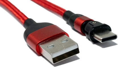 SYSTEM-S USB 3.1 Kabel 1 m Typ C Stecker zu 2.0 A Buchse 180° Winkel in Rot