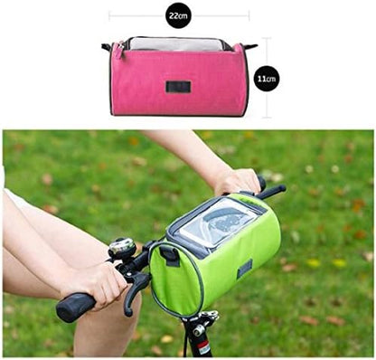 SYSTEM-S 2in1 Lenkertasche Fahrradhalterung Fahrradtasche Schultertasche Schutzhülle für 4,8 Zoll inch Geräte Smartphones in Pink