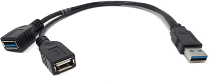 System-S USB Typ A 3.0 Kabel Stecker zu 1 X USB Typ A 3.0 und 1X USB A Typ 2.0 Buchse