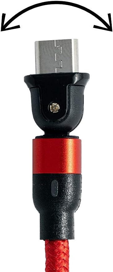 SYSTEM-S USB 2.0 Kabel 1 m Micro Stecker zu 2.0 A Buchse 180° Winkel in Rot