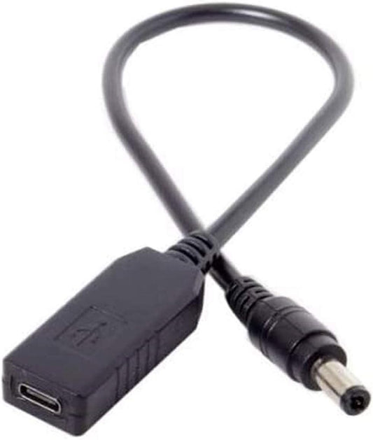 SYSTEM-S USB 3.1 cable 23cm Type C female to DC 5.5 x 1.1 mm male charging cable