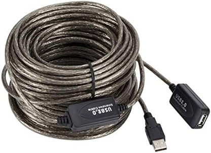 SYSTEM-S USB 2.0 Kabel 15 m Typ A Stecker zu Buchse Kabel in Grau