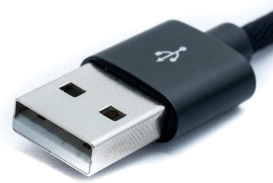 SYSTEM-S USB 2.0 Kabel 100 cm Micro Stecker zu 2.0 A Stecker Winkel geflochten Schwarz