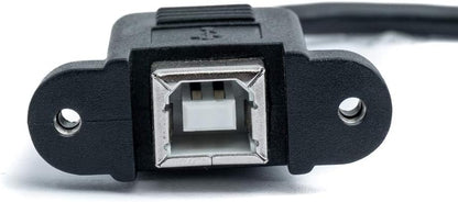 SYSTEM-S USB 2.0 Kabel 30 cm Typ B Stecker zu Buchse mit Schraube in Schwarz