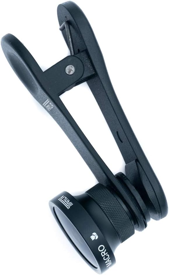 SYSTEM-S wide-angle and macro lens with clip and protective case in black for smartphone