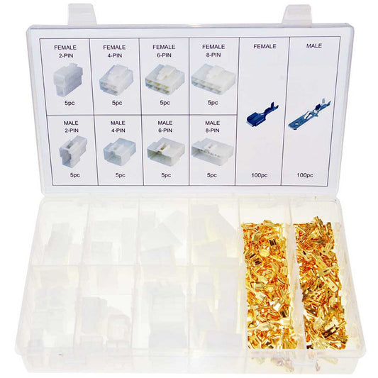 Flachsteckhülsen Flachstecker Sortiment Presskabelschuh Set mit Gehäuse 240-tlg.