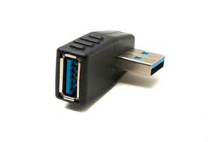 SYSTEM-S USB Type A 3.0 (female) to USB Type A 3.0 (male) 90° right angled angled plug adapter